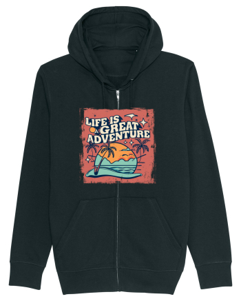 Life Is A Great Adventure Distressed Poster Style Black