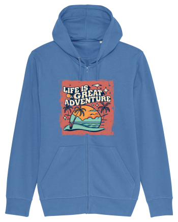 Life Is A Great Adventure Distressed Poster Style Bright Blue