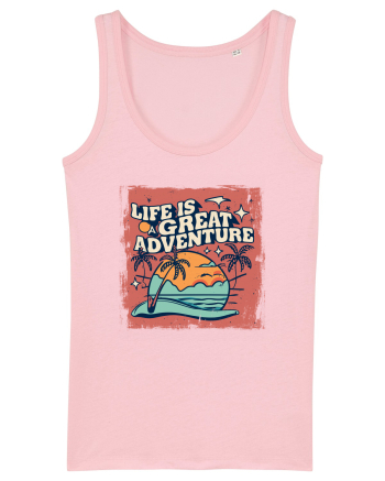 Life Is A Great Adventure Distressed Poster Style Cotton Pink