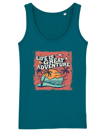 Life Is A Great Adventure Distressed Poster Style Ocean Depth