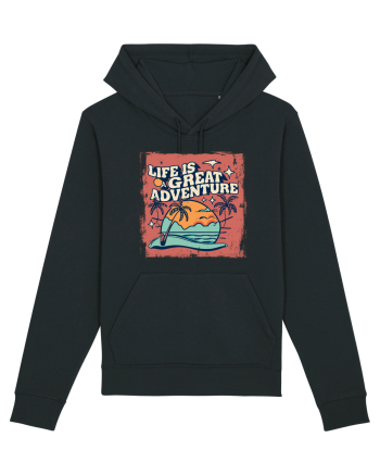 Life Is A Great Adventure Distressed Poster Style Black