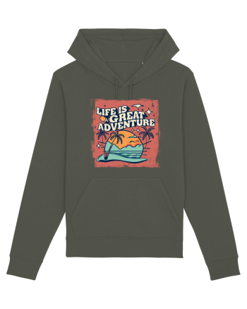 Life Is A Great Adventure Distressed Poster Style Khaki