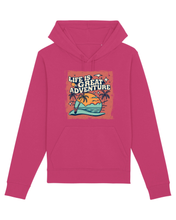 Life Is A Great Adventure Distressed Poster Style Raspberry