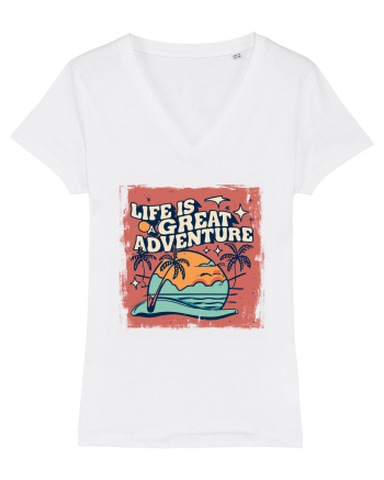 Life Is A Great Adventure Distressed Poster Style White