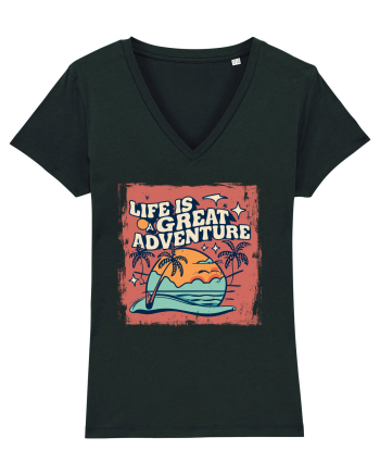 Life Is A Great Adventure Distressed Poster Style Black