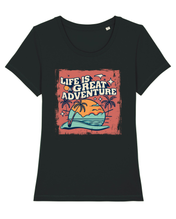 Life Is A Great Adventure Distressed Poster Style Black