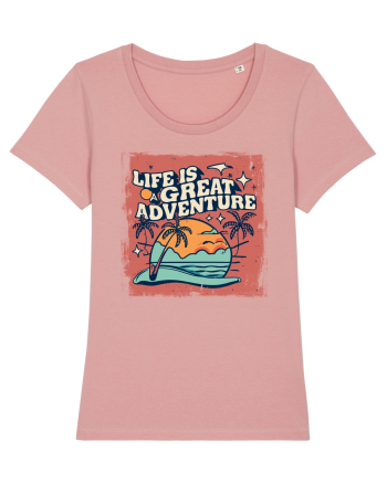 Life Is A Great Adventure Distressed Poster Style Canyon Pink
