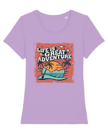 Life Is A Great Adventure Distressed Poster Style Lavender Dawn