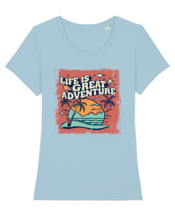 Life Is A Great Adventure Distressed Poster Style Sky Blue
