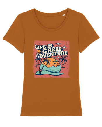 Life Is A Great Adventure Distressed Poster Style Roasted Orange