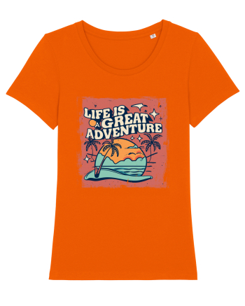 Life Is A Great Adventure Distressed Poster Style Bright Orange