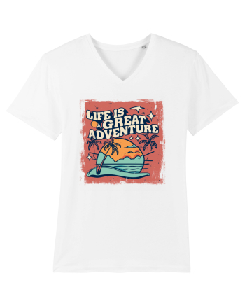 Life Is A Great Adventure Distressed Poster Style White