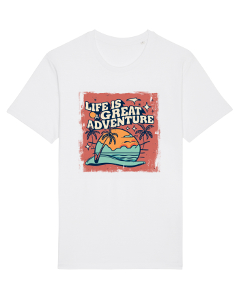 Life Is A Great Adventure Distressed Poster Style White