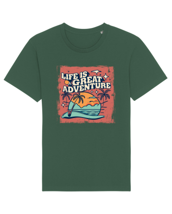 Life Is A Great Adventure Distressed Poster Style Bottle Green