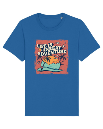 Life Is A Great Adventure Distressed Poster Style Royal Blue