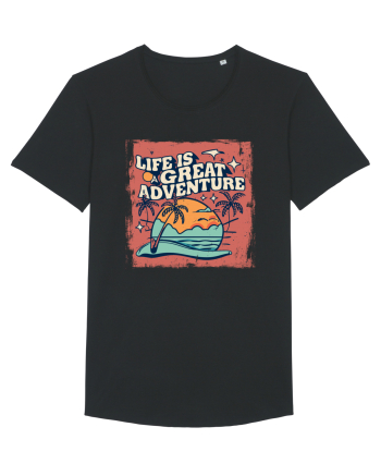 Life Is A Great Adventure Distressed Poster Style Black