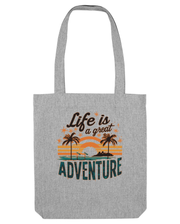 Life Is A Great Adventure Retro Sunset Distressed Heather Grey