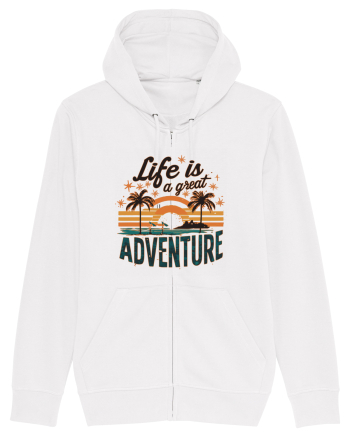 Life Is A Great Adventure Retro Sunset Distressed White