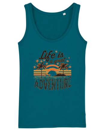 Life Is A Great Adventure Retro Sunset Distressed Ocean Depth