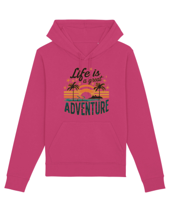 Life Is A Great Adventure Retro Sunset Distressed Raspberry