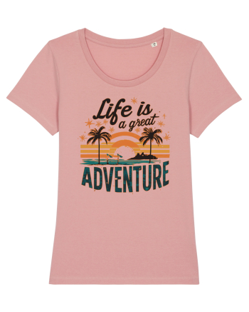 Life Is A Great Adventure Retro Sunset Distressed Canyon Pink