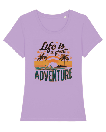 Life Is A Great Adventure Retro Sunset Distressed Lavender Dawn