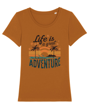 Life Is A Great Adventure Retro Sunset Distressed Roasted Orange