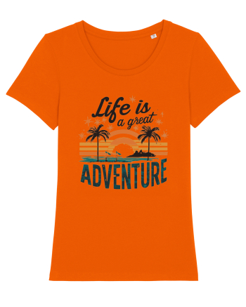 Life Is A Great Adventure Retro Sunset Distressed Bright Orange