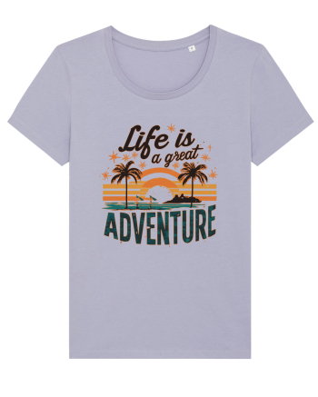 Life Is A Great Adventure Retro Sunset Distressed Lavender