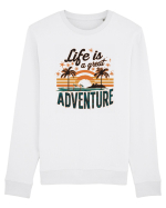 Life Is A Great Adventure Retro Sunset Distressed Bluză mânecă lungă Unisex Rise