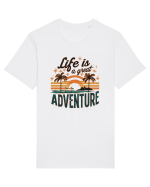 Life Is A Great Adventure Retro Sunset Distressed Tricou mânecă scurtă Unisex Rocker