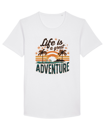 Life Is A Great Adventure Retro Sunset Distressed White