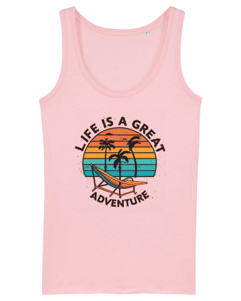 Life Is A Great Adventure Retro Sunset Cotton Pink