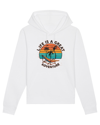 Life Is A Great Adventure Retro Sunset White