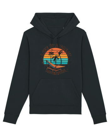 Life Is A Great Adventure Retro Sunset Black
