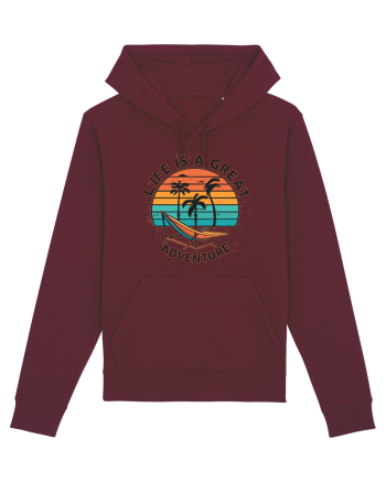 Life Is A Great Adventure Retro Sunset Burgundy