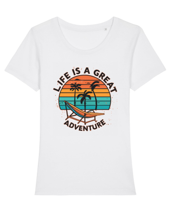 Life Is A Great Adventure Retro Sunset White