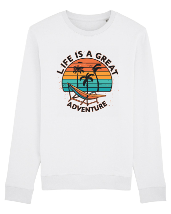 Life Is A Great Adventure Retro Sunset White