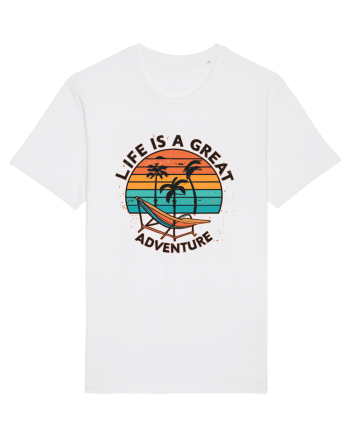Life Is A Great Adventure Retro Sunset White