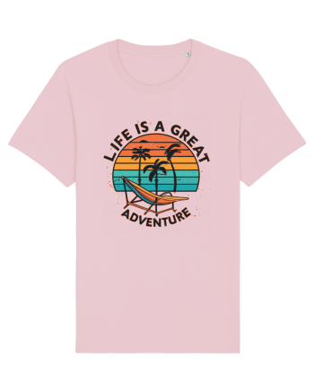Life Is A Great Adventure Retro Sunset Cotton Pink