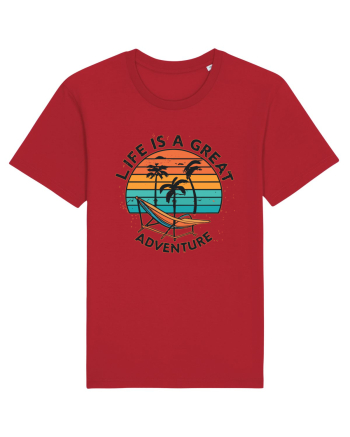 Life Is A Great Adventure Retro Sunset Red