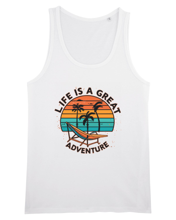 Life Is A Great Adventure Retro Sunset White