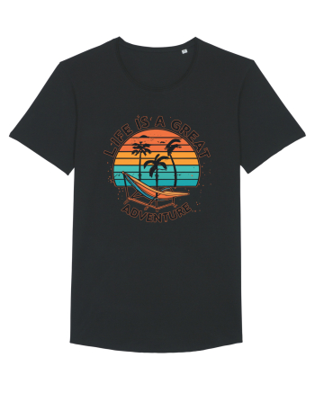 Life Is A Great Adventure Retro Sunset Black