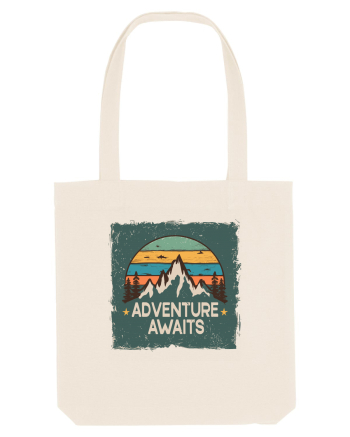 Adventure Awaits Retro Sunset Distressed Poster Style Natural