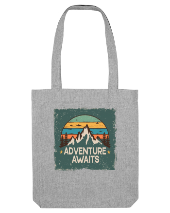 Adventure Awaits Retro Sunset Distressed Poster Style Heather Grey