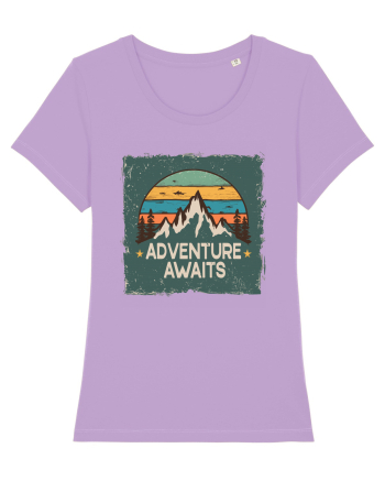 Adventure Awaits Retro Sunset Distressed Poster Style Lavender Dawn