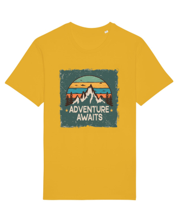 Adventure Awaits Retro Sunset Distressed Poster Style Spectra Yellow