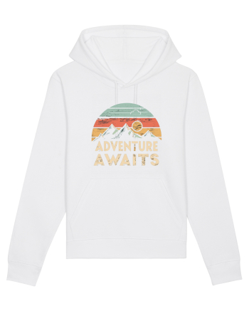 Adventure Awaits Retro Sunset Distressed White
