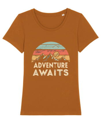 Adventure Awaits Retro Sunset Distressed Roasted Orange