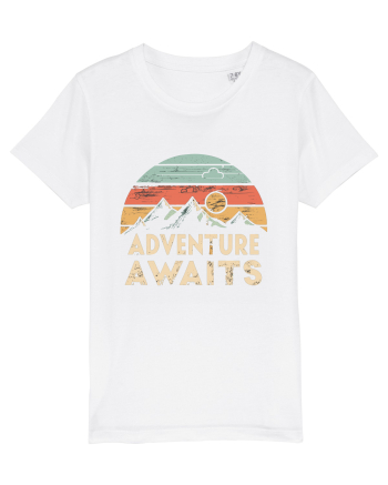 Adventure Awaits Retro Sunset Distressed White
